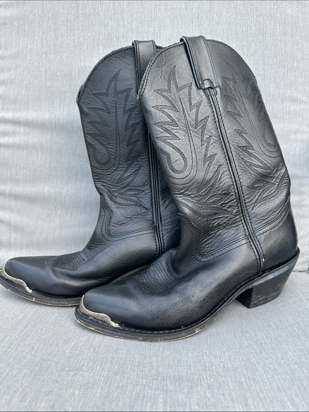 Durango Black Leather Western Heeled Boots